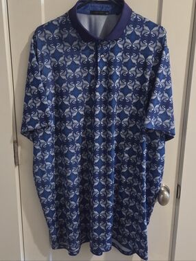 Greyson Wolf Labyrinth Performance Golf Polo Shirt Size XXL - Blue & Purple